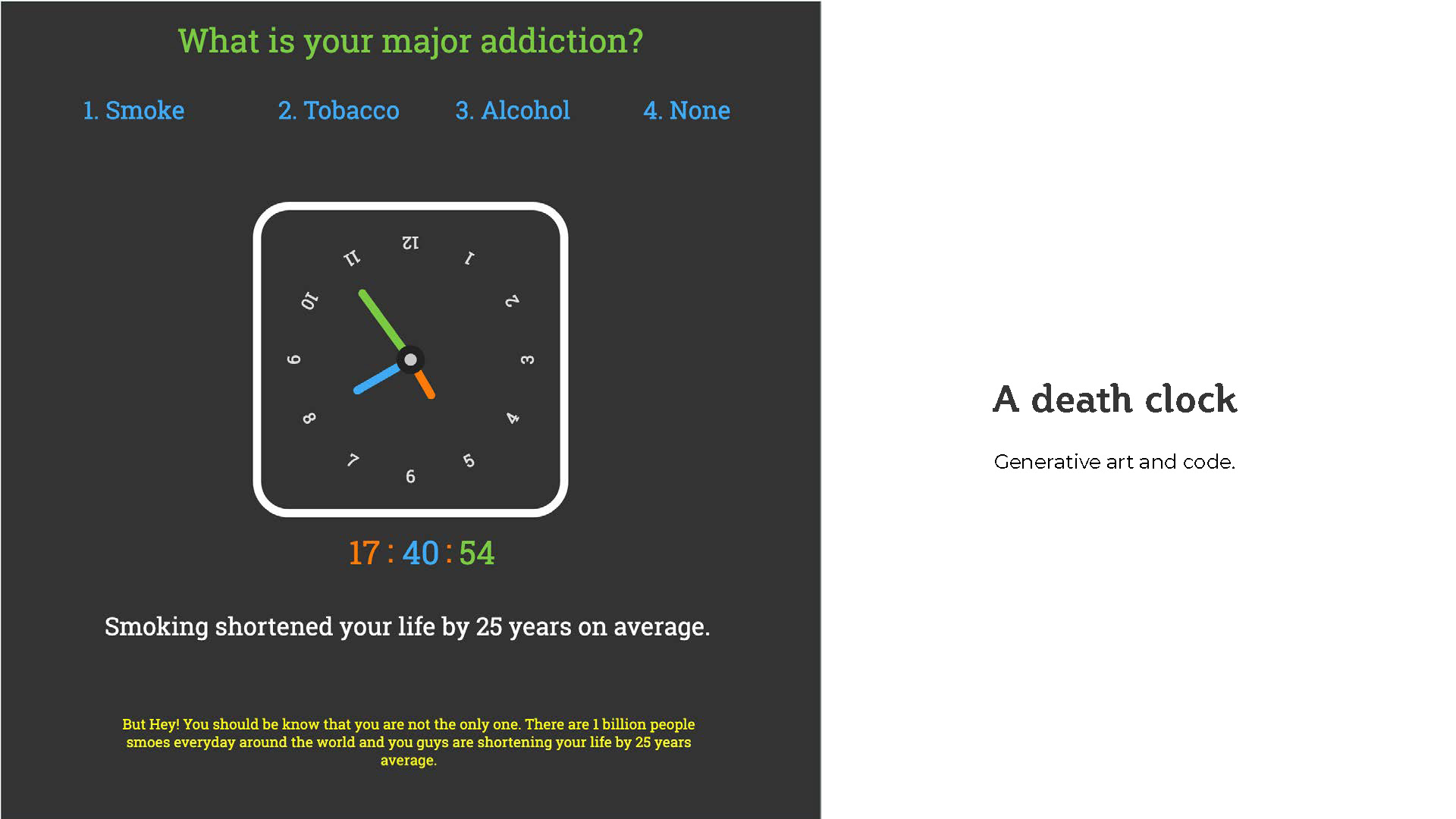 Addiction clock - A creative coding with p5.js Case Study